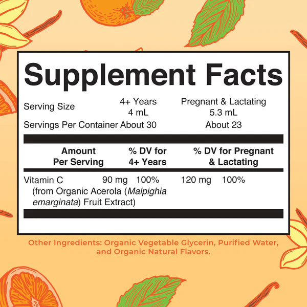 Vitamin C Liquid Drops, Orange Vanilla Flavored, 4oz, MaryRuth Organics