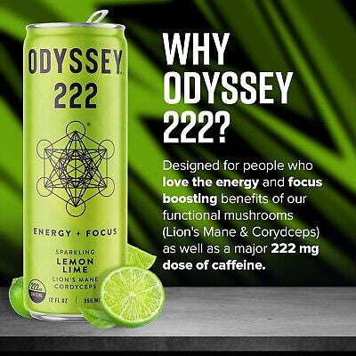 Lemon Lime Sparkling Mushroom Elixir - ENERGY + FOCUS, Odyssey