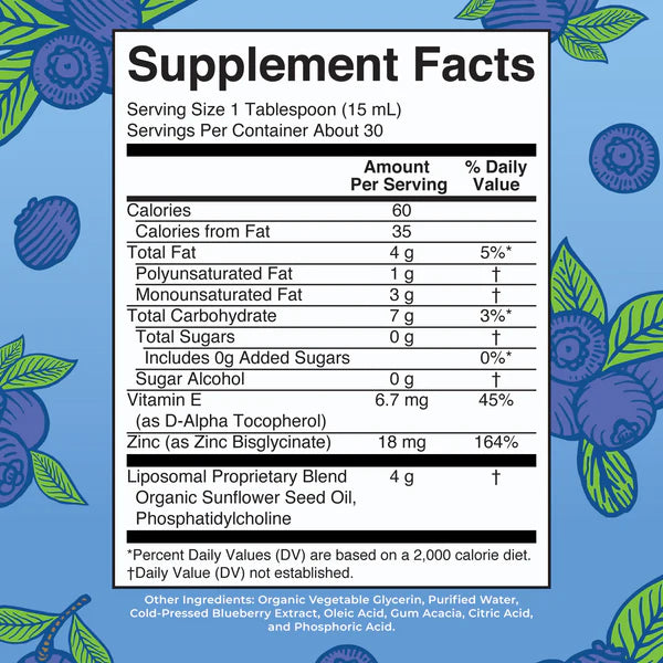 Megadose Zinc Liposomal, Blueberry Flavored, 15.22oz, MaryRuth Organics