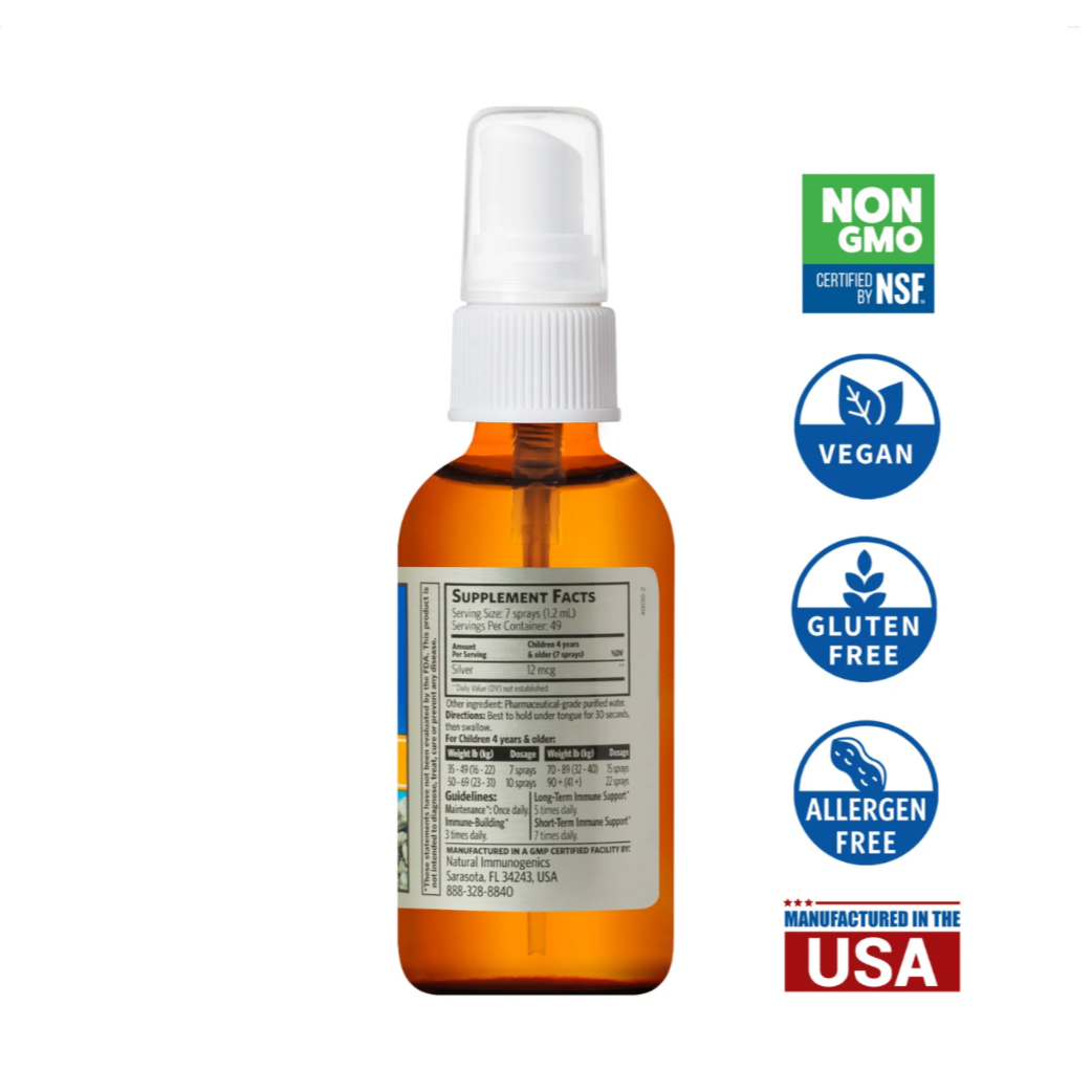 Kids Bio-Active Silver Hydrosol, Daily Immune Support Fine Mist Spray, 10PPM, 2oz