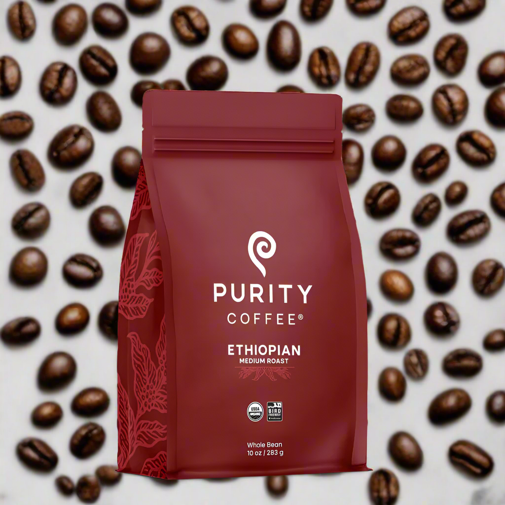 Ethiopian: Medium Roasted Organic Whole Bean Coffee, 12oz, Purity