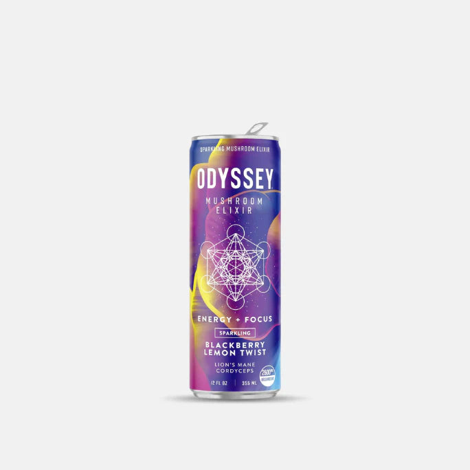 Blackberry Lemon Twist Sparkling Mushroom Elixir ENERGY + FOCUS Drink, Odyssey