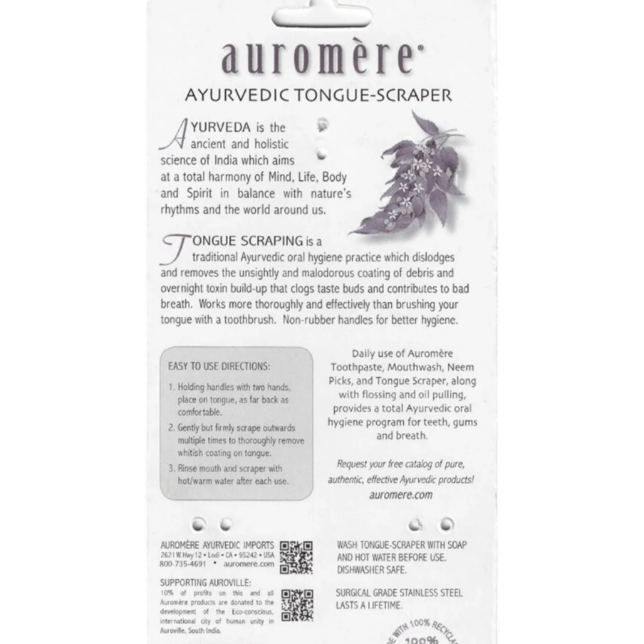 Tongue Scraper, Auromere Ayurvedic Imports