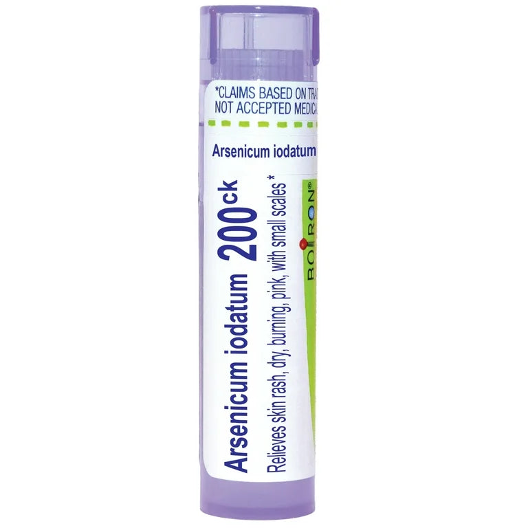 Arsenicum Iodatum 30C, 200CK, Homeopathic Medicine for Skin Rash, Dry, Burning, Pink With Small Scales, Boiron, 80 Pills (Pill Size #40)