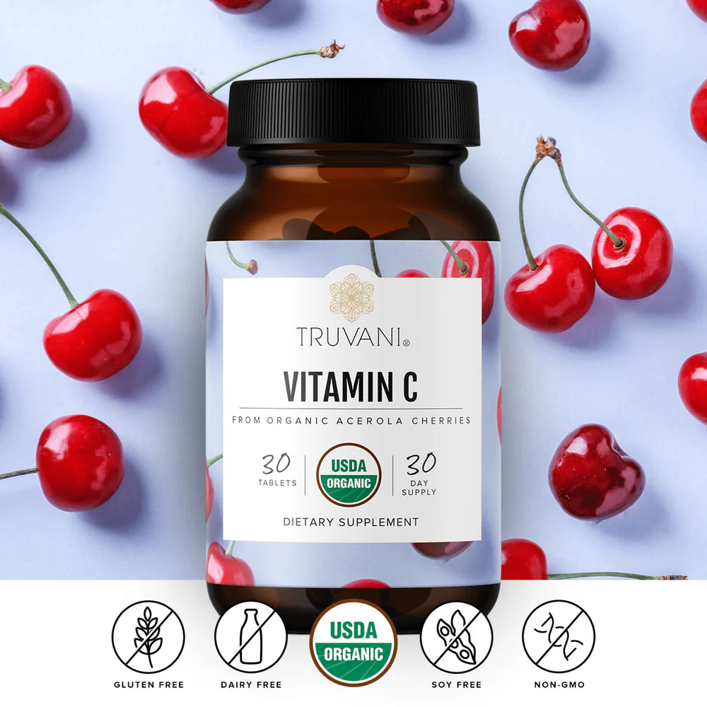Vitamin C From Organic Acerola Cherries, 30 Tablets, Truvani