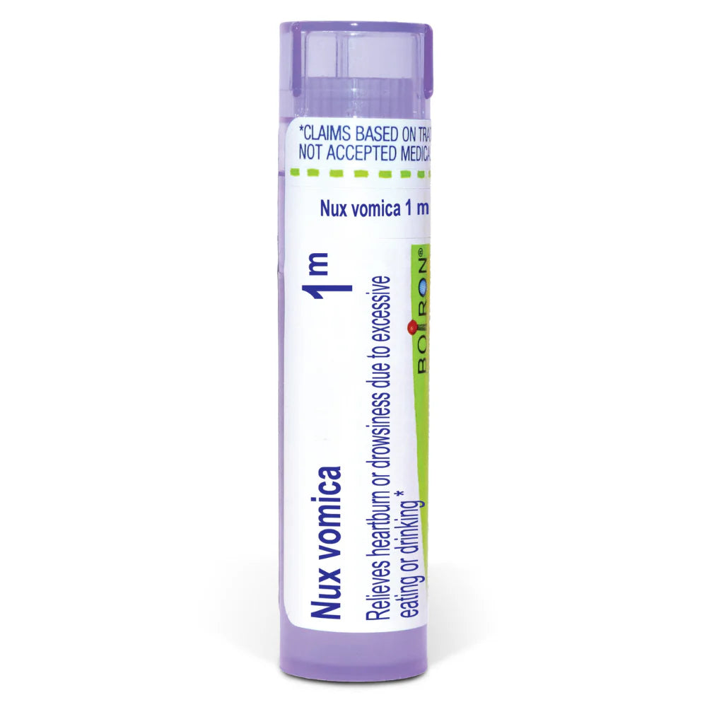 Nux Vomica 30C, 200CK, 1M, Homeopathic Medicine for Heartburn or Drowsiness Due to Excessive Eating or Drinking, Boiron, 80 Pills (Pill Size #40)