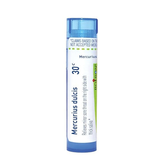Mercurius Dulcis 30C, Homeopathic Medicine for Relieving Minor Sore Throat On The Right Side With Thick Saliva, Boiron, 80 Pills (Pill Size #40)