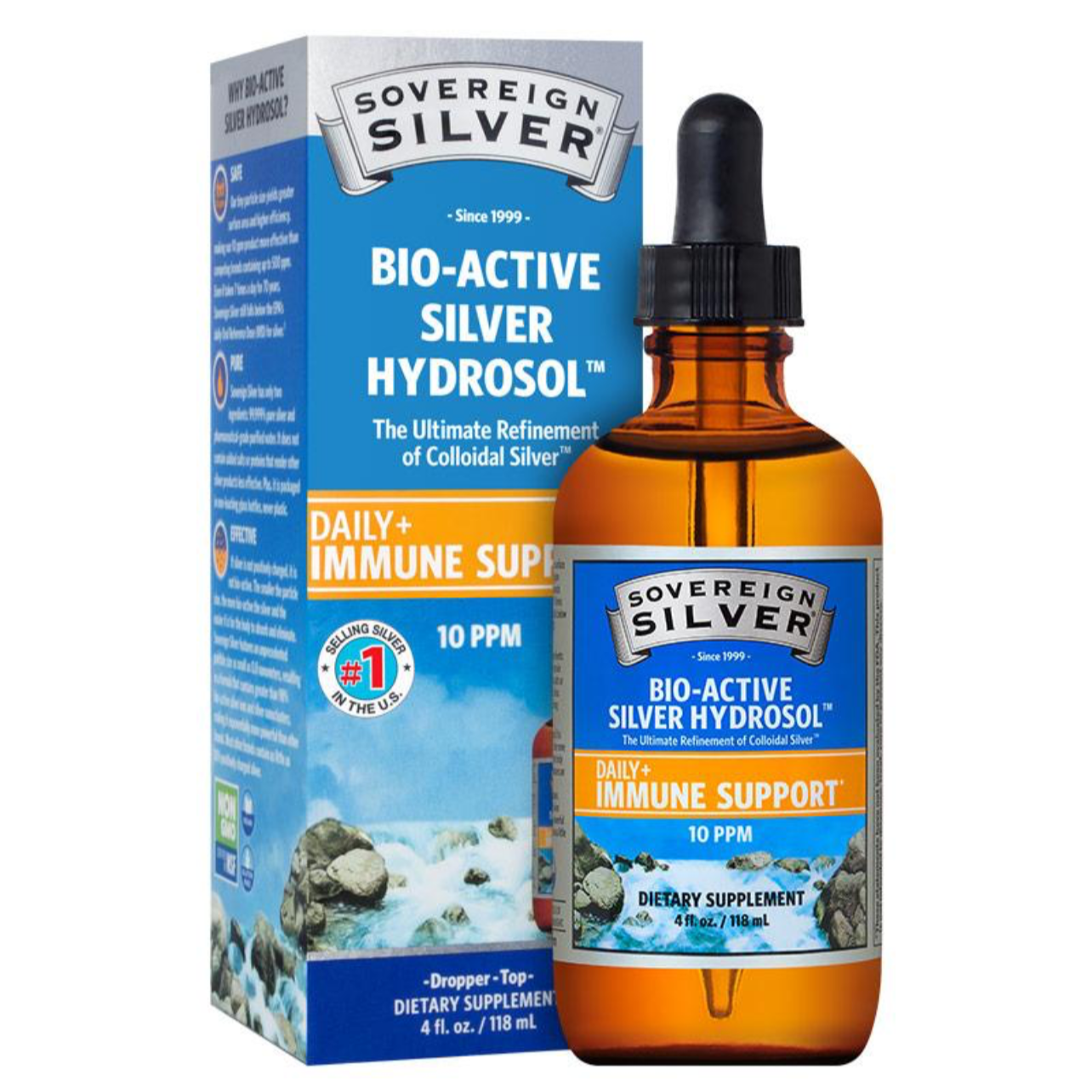 Bio-Active Silver Hydrosol Dropper-Top (10 PPM), 4 fl oz