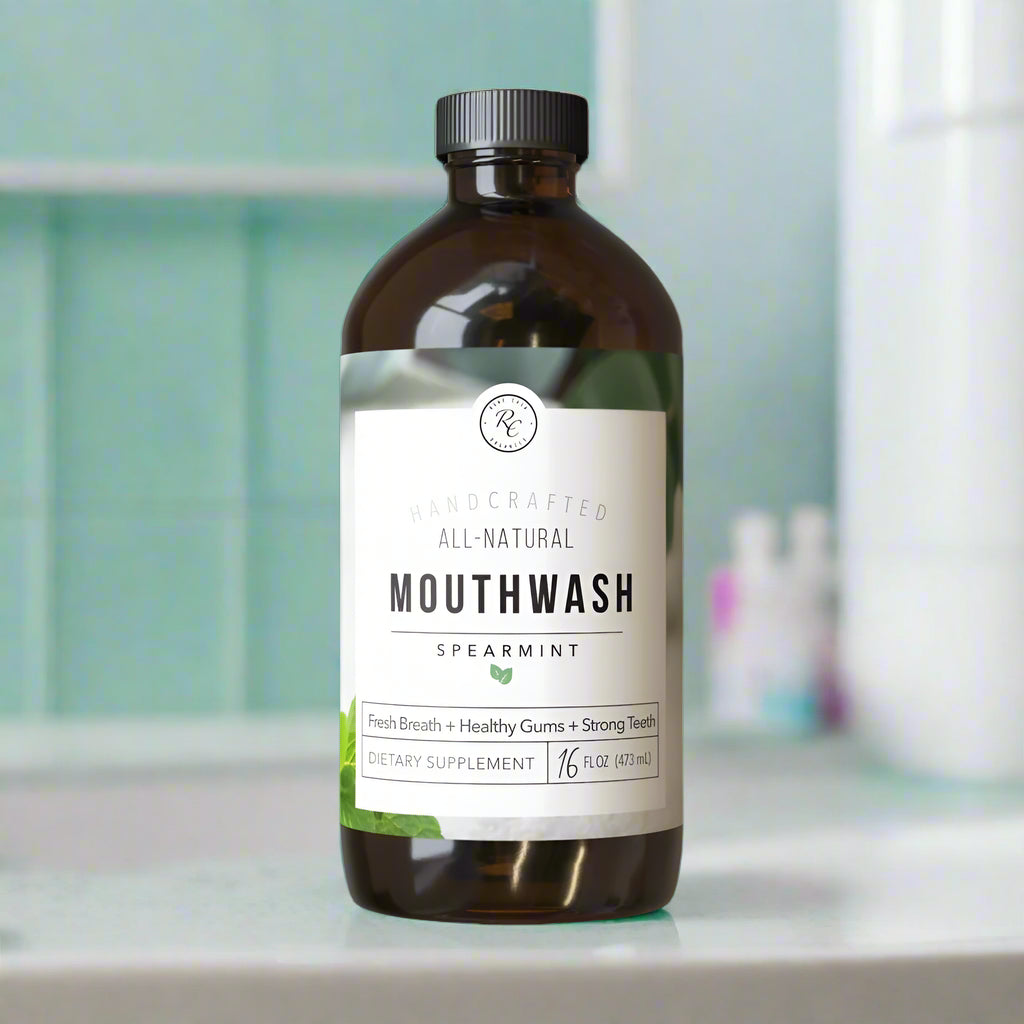 Mouthwash, Spearmint, Fresh Breath + Healthy Gums + Strong Teeth, 16oz, Rowe Casa Organics