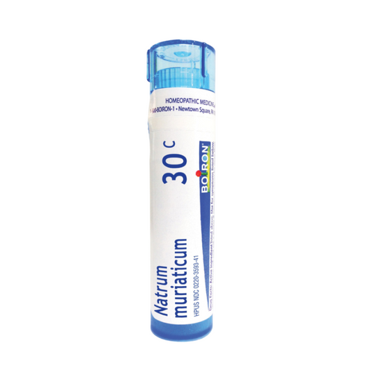 Natrum Muriaticum 12C, 30C, 200CK, 1M, Homeopathic Medicine for Runny Nose Due to Allergies, Worse in Morning, Boiron, 80 Pellets (Pill Size #40)