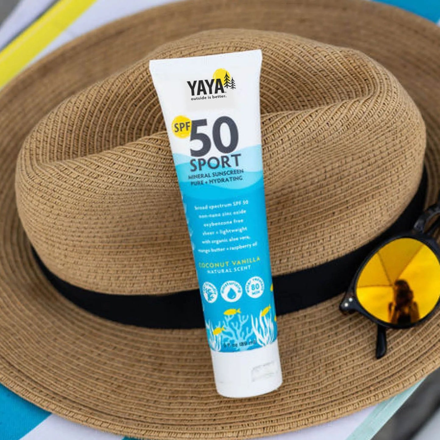 SPF 50 Sport Mineral Sunscreen, Pure + Hydrating, Coconut Vanilla, YAYA Organics