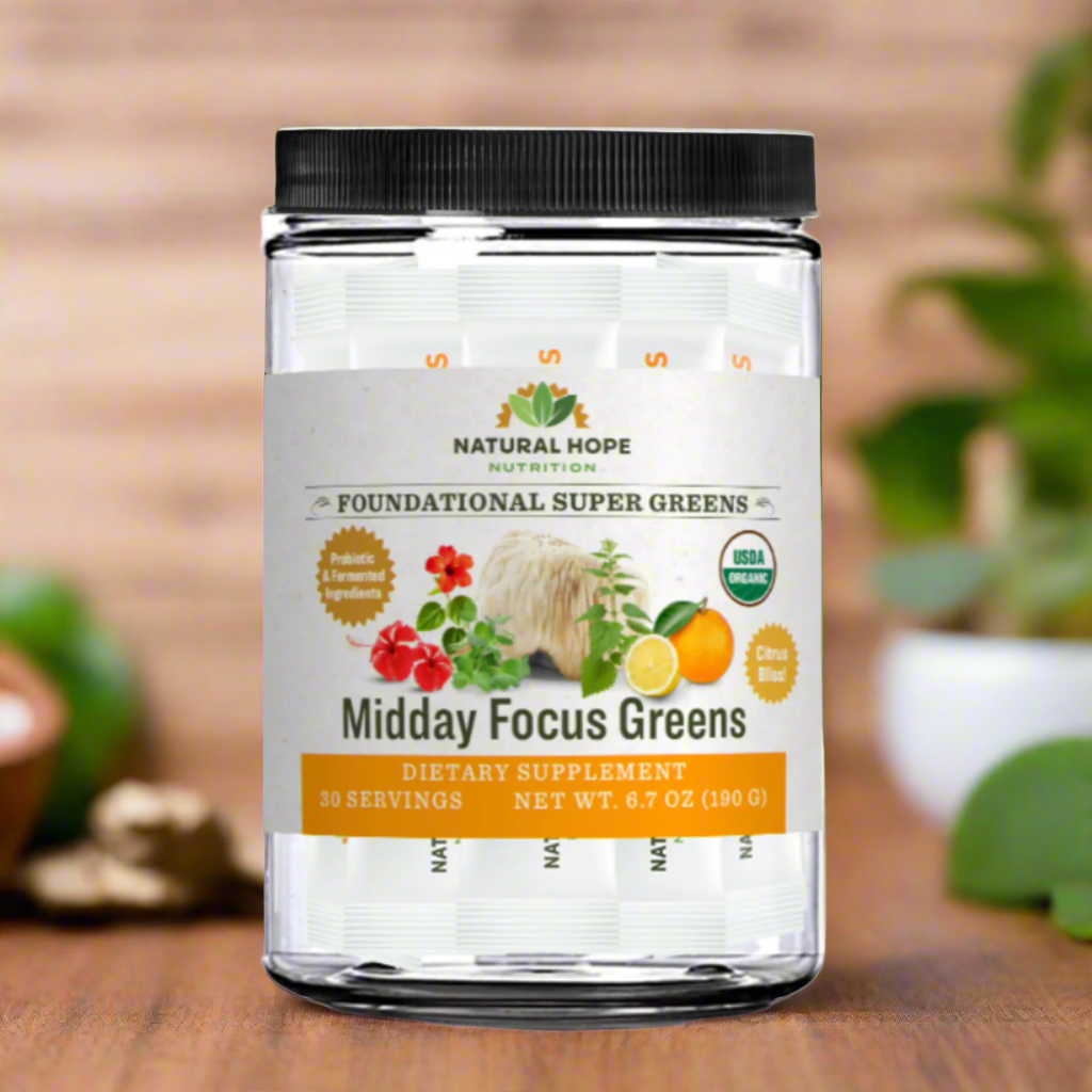 Organic Midday Focus Greens Sticks, Natural Hope Herbals