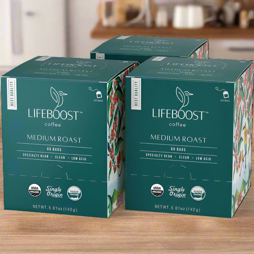 LifeBoost Coffee, Medium Roast Go Bags, 10ct