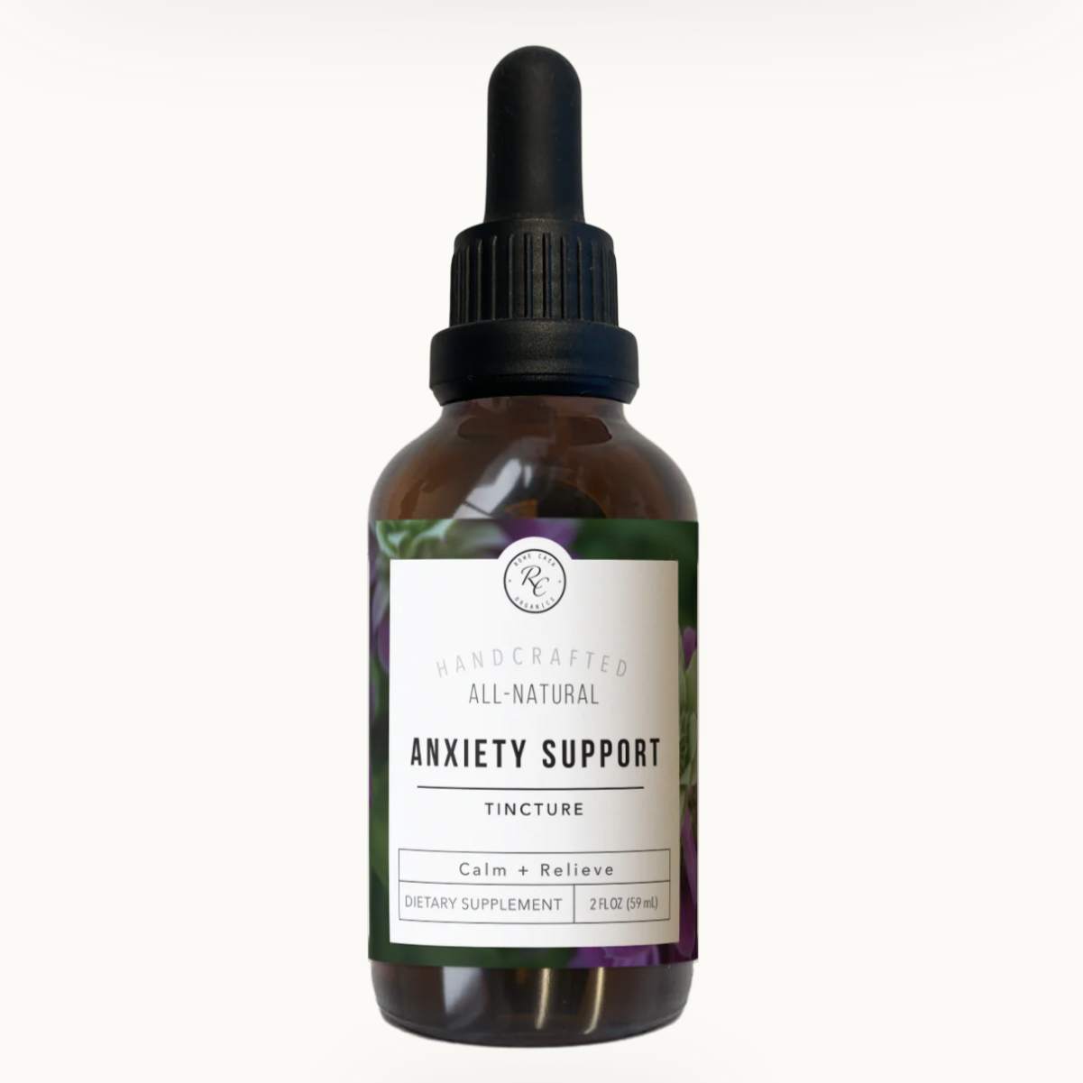 Anxiety Support Tincture, Calm + Relieve, 2oz, Rowe Casa Organics