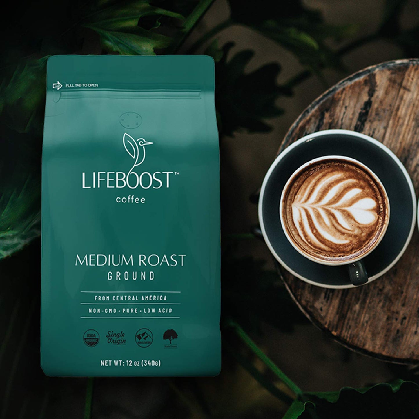 Medium Roast Ground Coffee, 12oz, Lifeboost