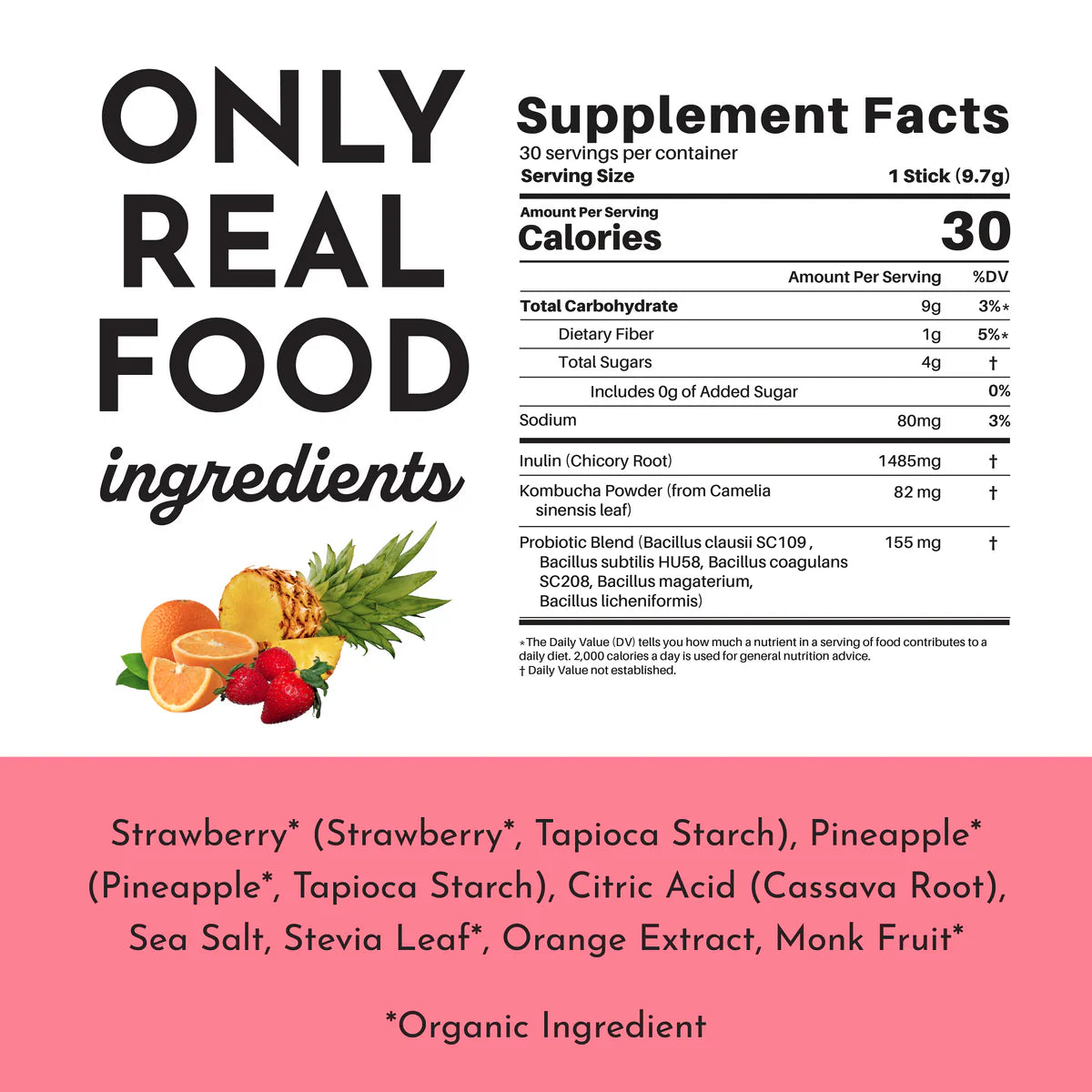 Fruit Punch Probiotic (Kids), 30 Single Serving Sticks, Just Ingredients