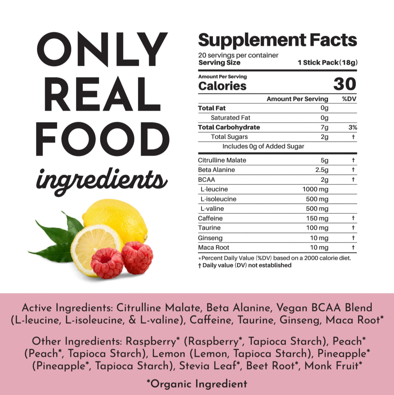 Pre-Workout, 20 Single Serving Packs, No Sugar Added, Just Ingredients