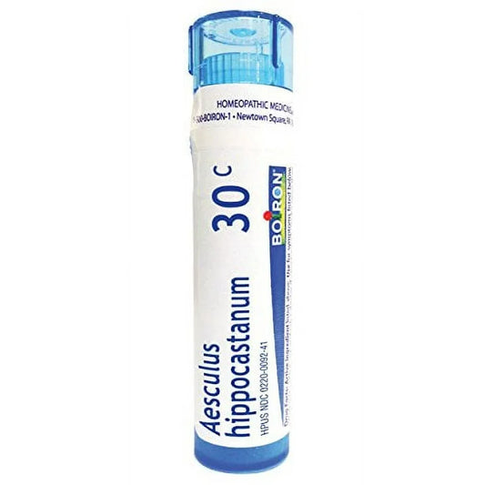 Aesculus Hippocastanum 30C, Homeopathic Medicine for Hemorrhoid Pain Aggravated by Heat, Boiron, 80 Pills (Pill Size #40)