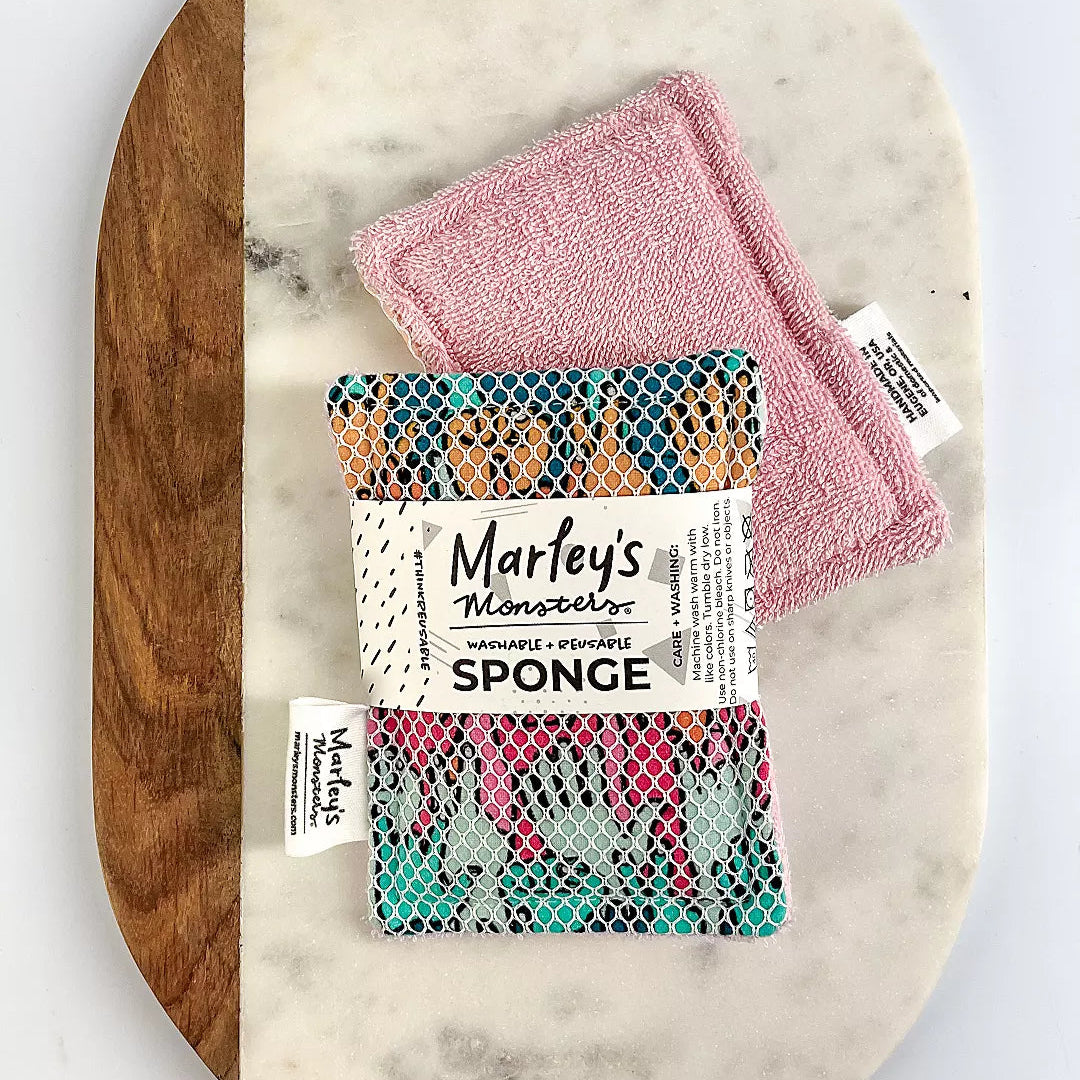 Washable Sponge - Blush Pink & Surprise Print, Marley's Monsters