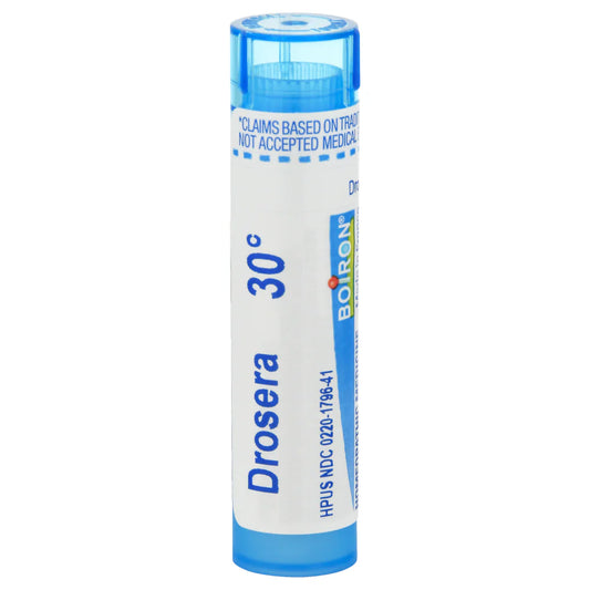 Drosera Rotundifolia, 30C, 200CK, Homeopathic Medicine for Spasmodic Dry Cough Worsened at Night and by Heat, Boiron, 80 Pills (Pill Size #40)
