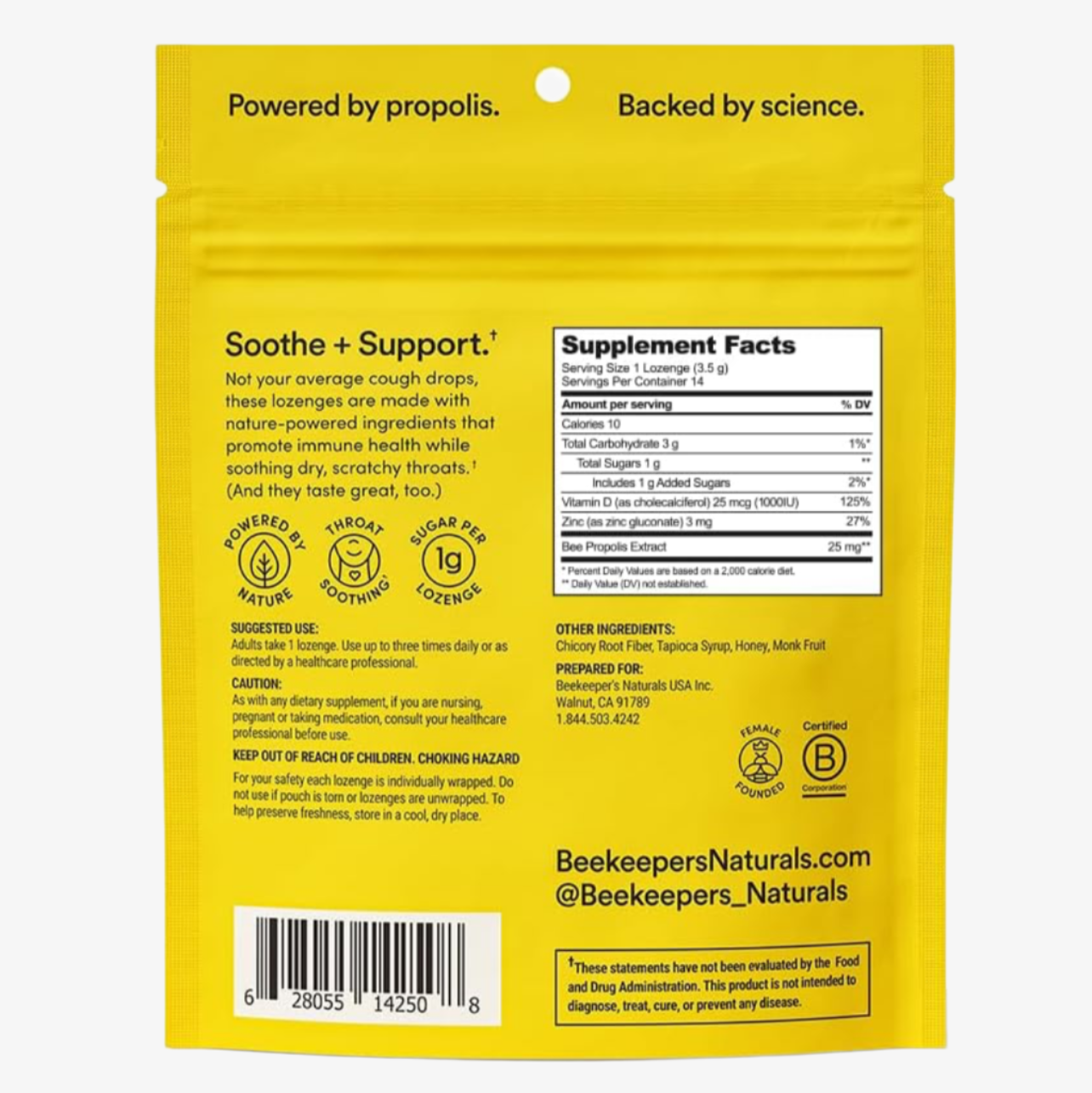 B. Soothed Throat Lozenges, Immune Support, Beekeeper's Naturals