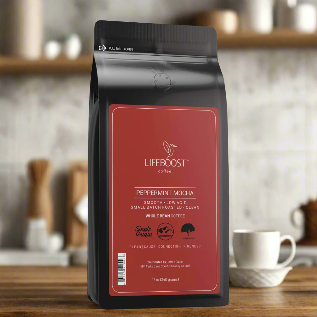 Peppermint Mocha Ground Coffee, 12oz, LifeBoost