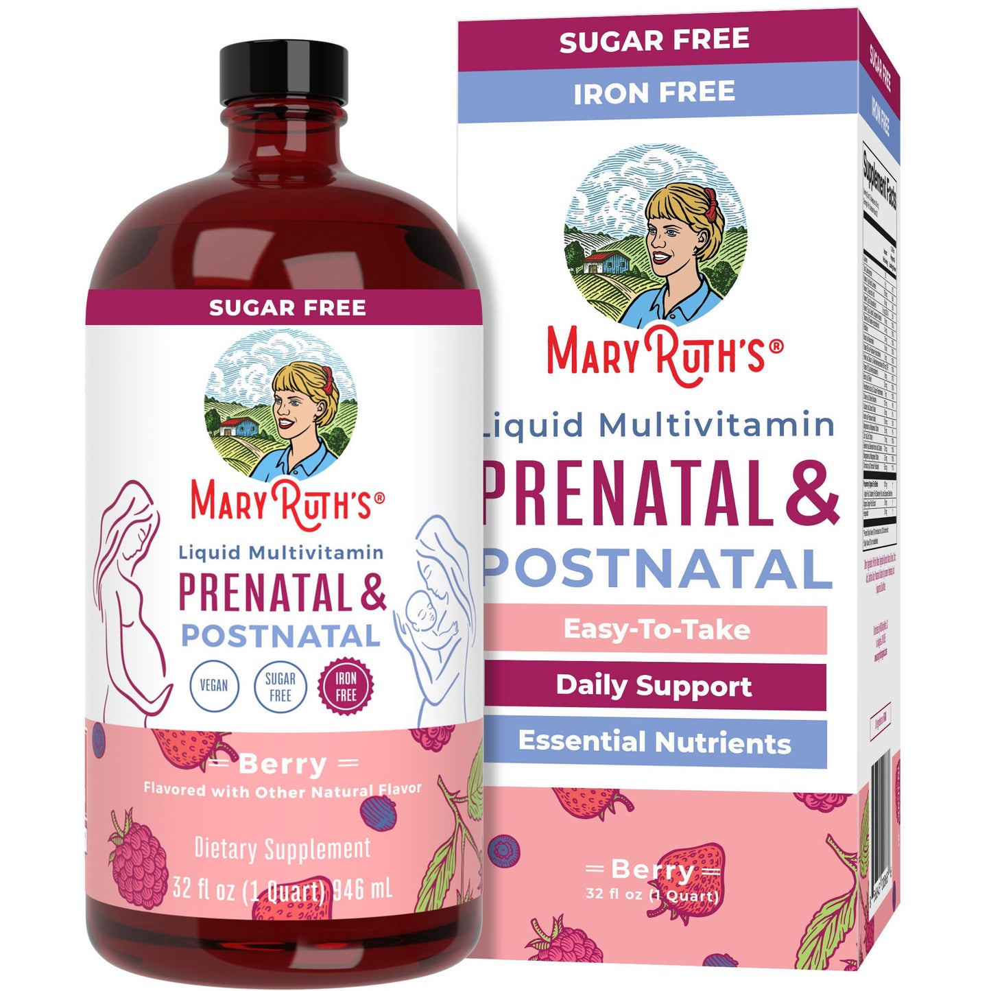 Prenatal & Postnatal Liquid Multivitamin, 32oz , MaryRuth Organics