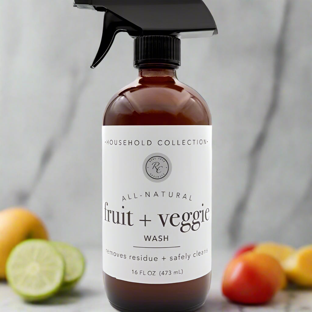 Fruit + Veggie Wash, Removes Residue + Safely Cleans, 16oz, Rowe Casa Organics
