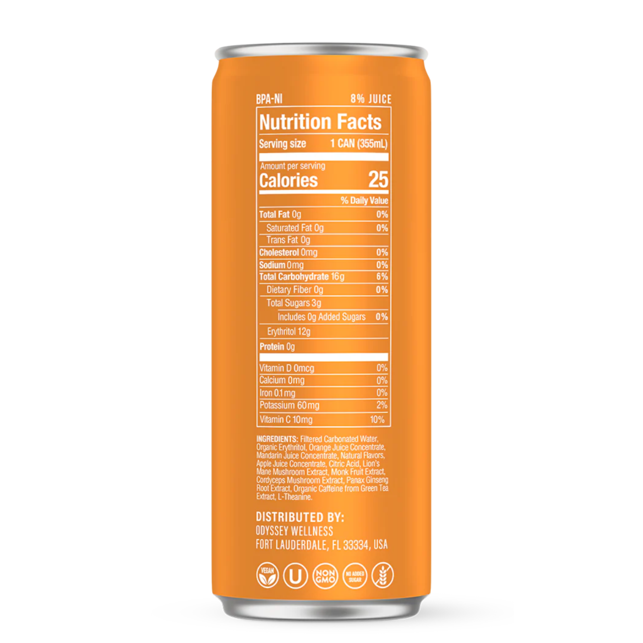 Mandarin Orange Sparkling Mushroom Elixir COGNITION + ENERGY, Odyssey