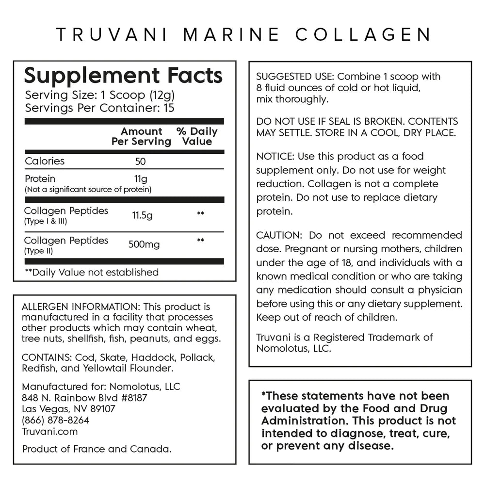 Wild Caught Marine Collagen, Unflavored, Supports Hair, Nails, Skin, Joint + Gut Health, Truvani