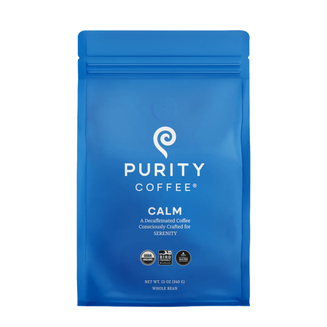 CALM: Decaffeinated Medium Roasted Organic Whole Bean Coffee, 12oz, Purity