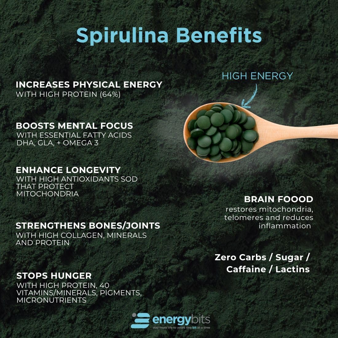 Selfcare Longevity Beauty Bits, 30 Spirulina Algae Tablets