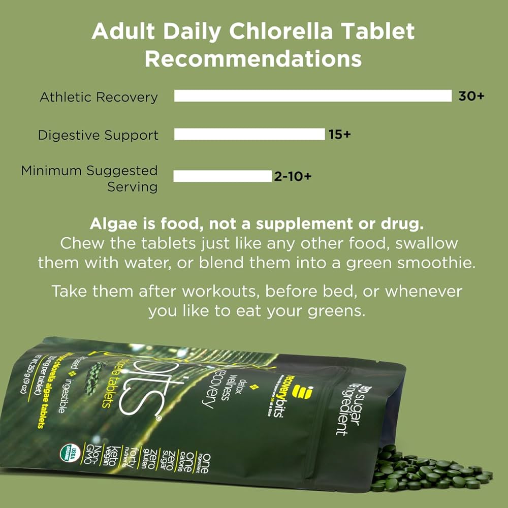 Detox Wellness Recovery Bits, Chlorella Tablets, Energy Bits
