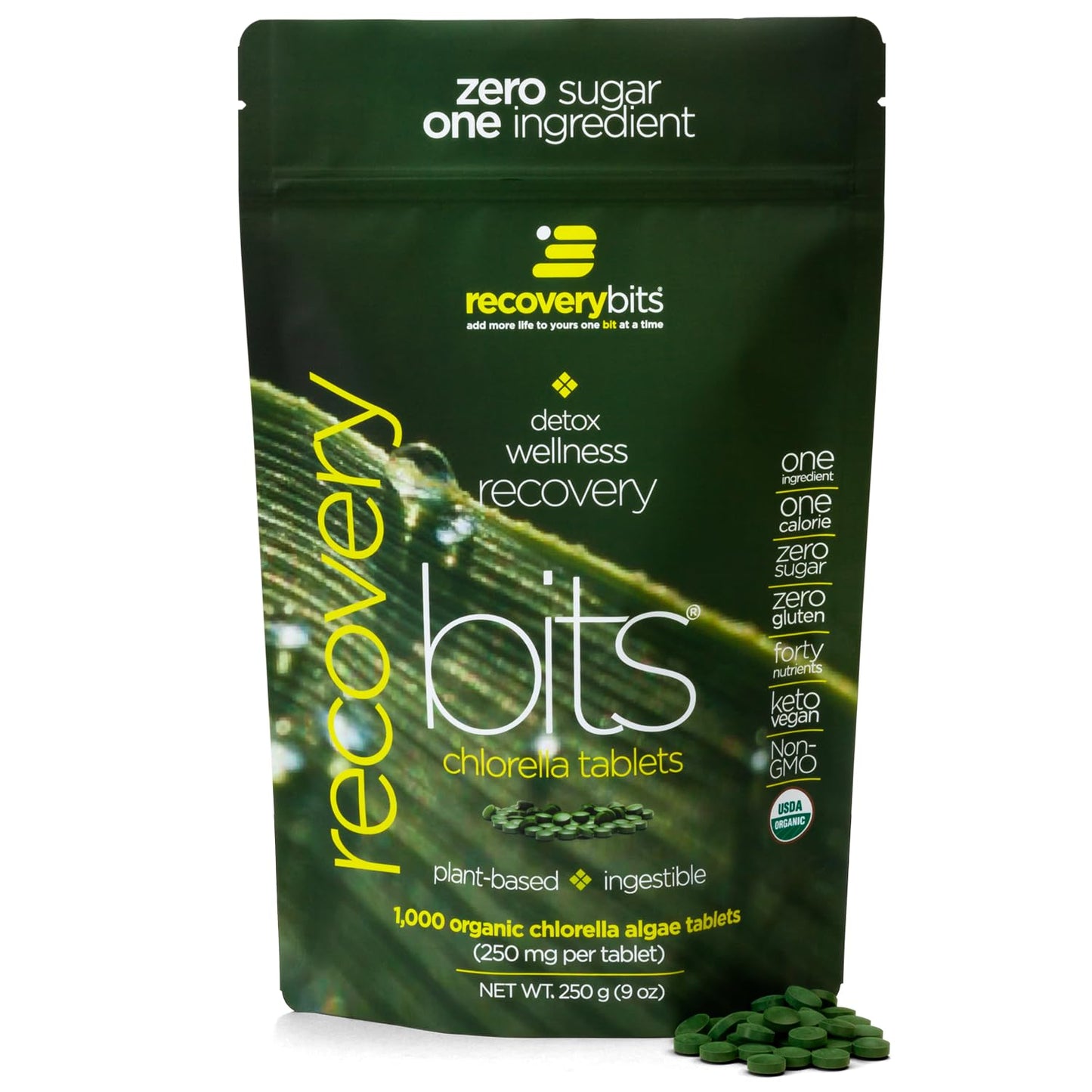 Detox Wellness Recovery Bits, Chlorella Tablets, Energy Bits