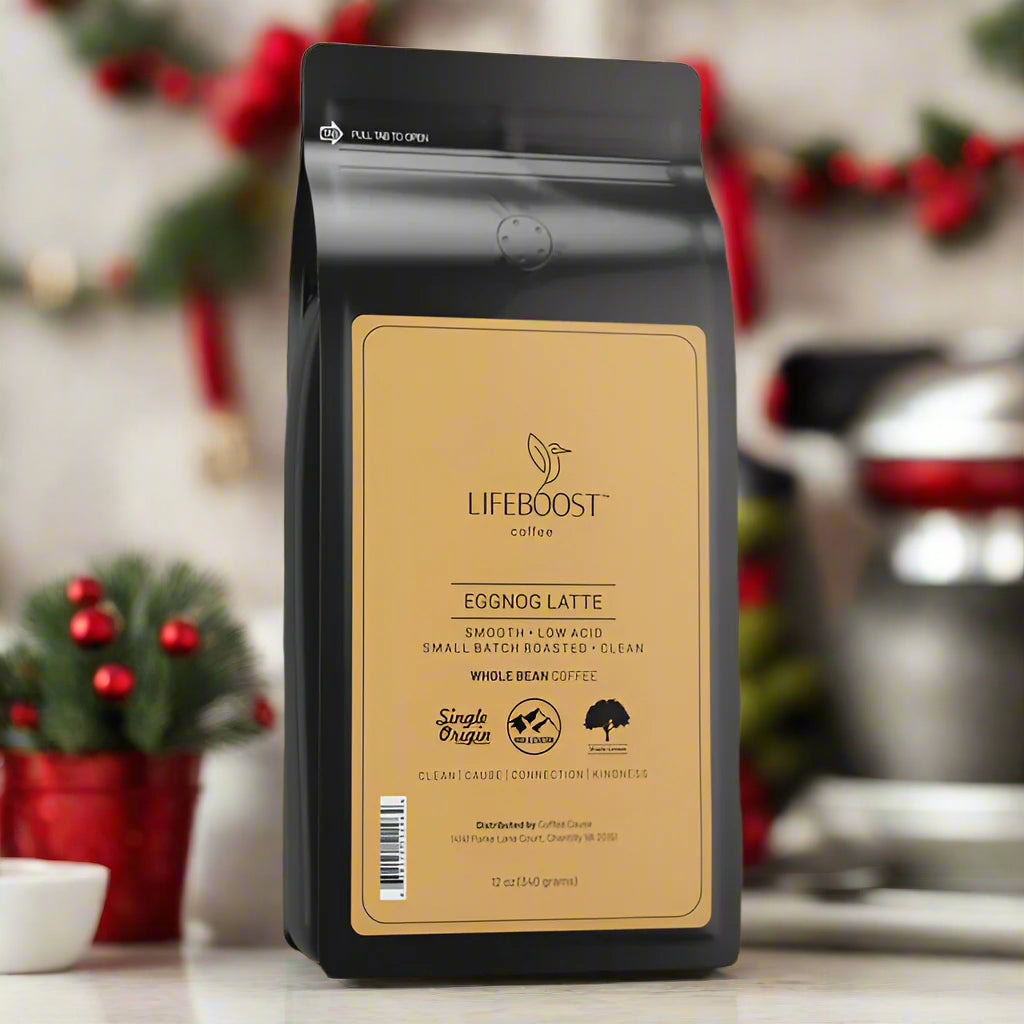 Eggnog Latte Ground Coffee, 12oz, LifeBoost