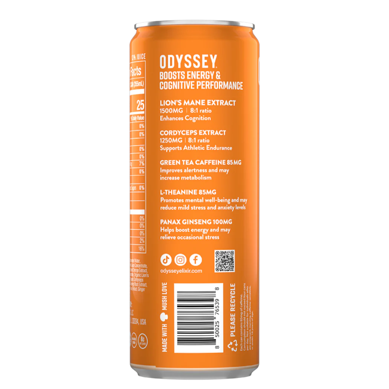 Mandarin Orange Sparkling Mushroom Elixir COGNITION + ENERGY, Odyssey