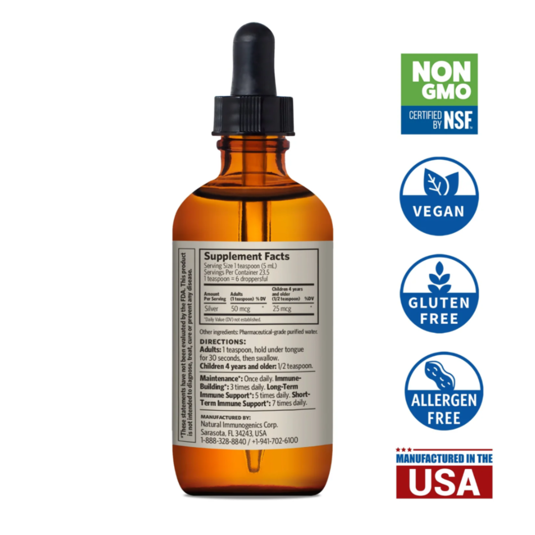 Bio-Active Silver Hydrosol Dropper-Top (10 PPM), 4 fl oz