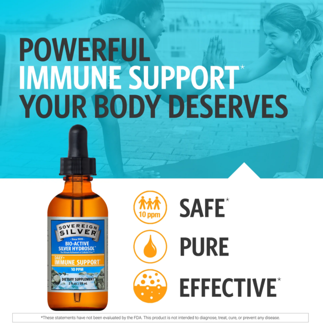 Bio-Active Silver Hydrosol, Daily Immune Support Dropper-Top, 10PPM, 8oz