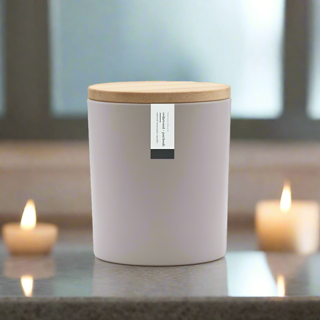 Natural Beeswax Candle, Cedarwood + Patchouli, Rowe Casa Organics