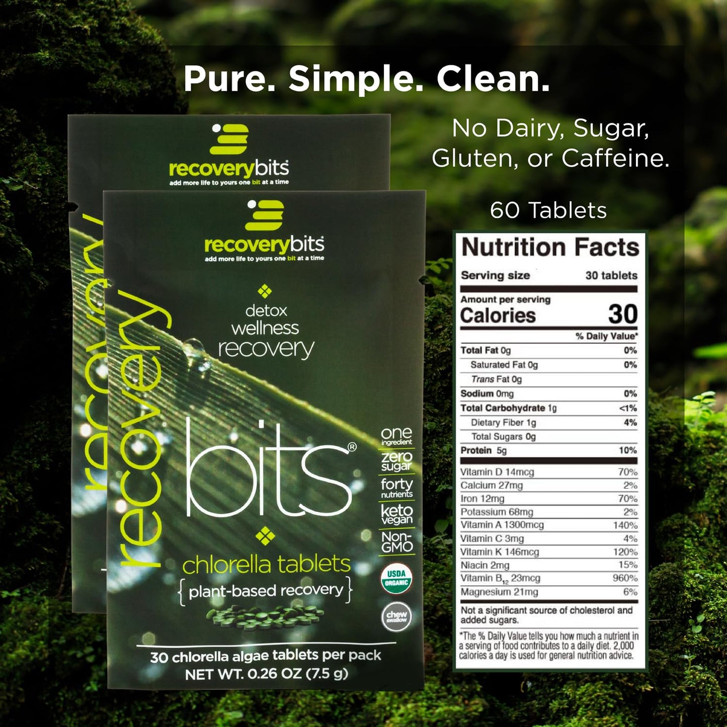 Detox Wellness Recovery Bits, Chlorella Tablets, Energy Bits