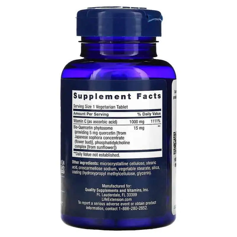 Vitamin C and Bio-Quercetin Phytosome - Immune Support, 60 Capsules, Life Extension
