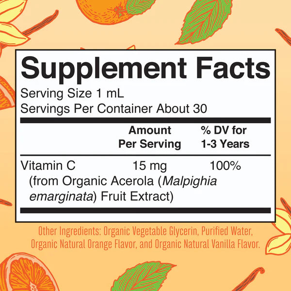 Toddler Liquid Vitamin C, Orange Vanilla Flavored, 1oz, MaryRuth Organics