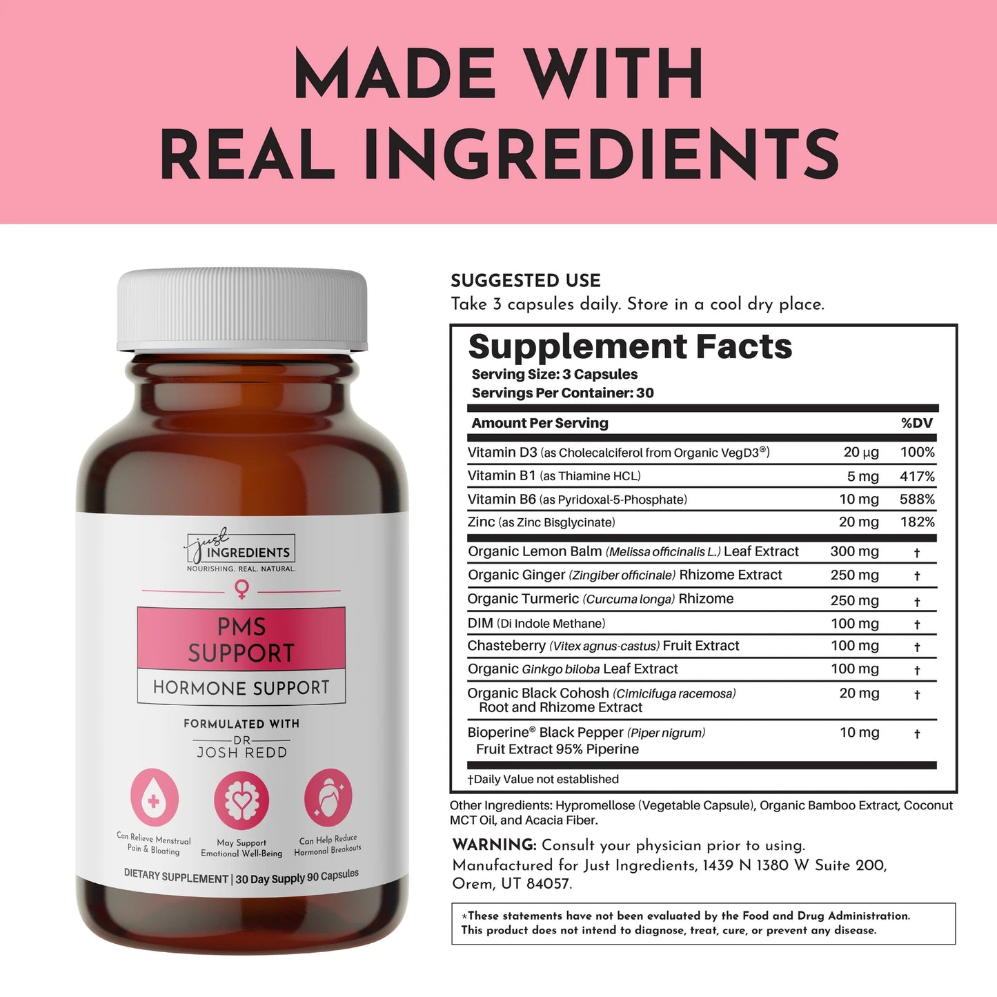 PMS Support, 90 Capsules, Just Ingredients