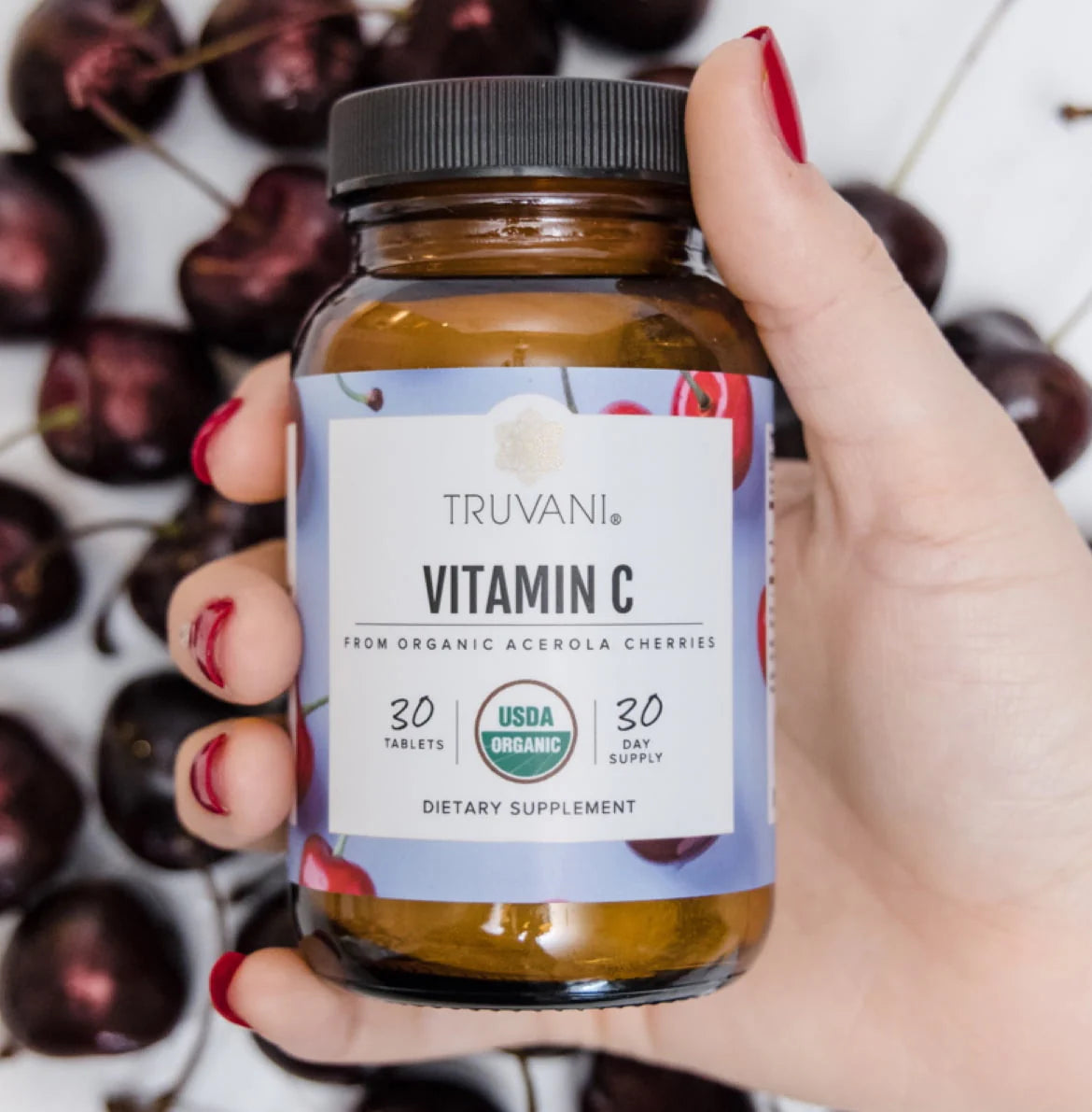 Vitamin C From Organic Acerola Cherries, 30 Tablets, Truvani