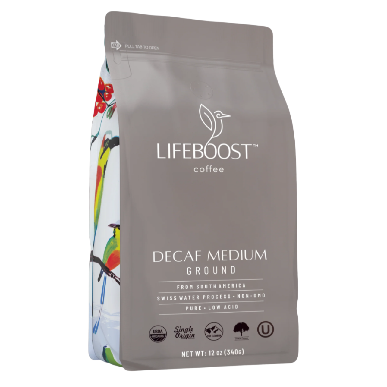 Decaf Medium Ground Coffee, 12oz, LifeBoost