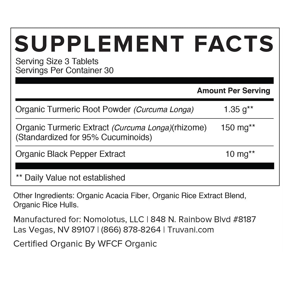Turmeric Curcumin With Organic Black Pepper, 90 Tablets, Truvani