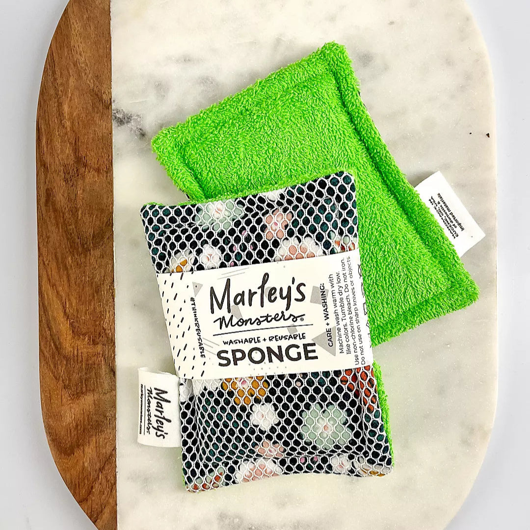 Washable Sponge - Green & Surprise Print, Marley's Monsters
