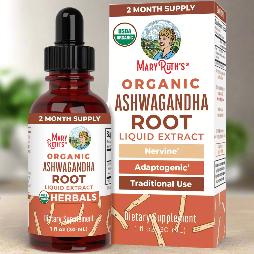 Ashwagandha Root Liquid Drops, 1oz, MaryRuth Organics