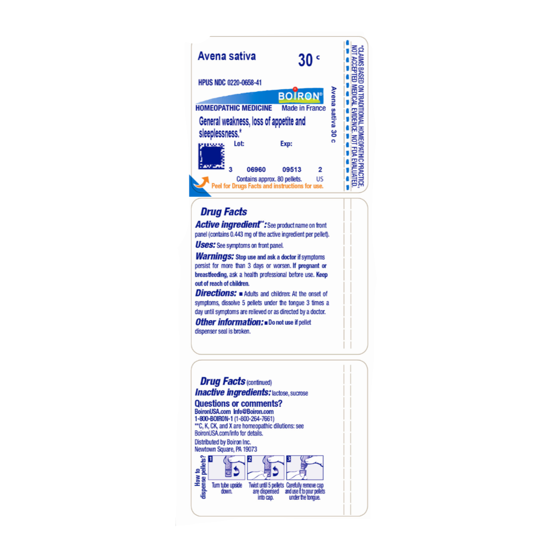 Avena sativa 30C, Homeopathic Medicine for General weakness, loss of appetite, and sleepiness, Boiron, 80 Pills (Pill Size #40)