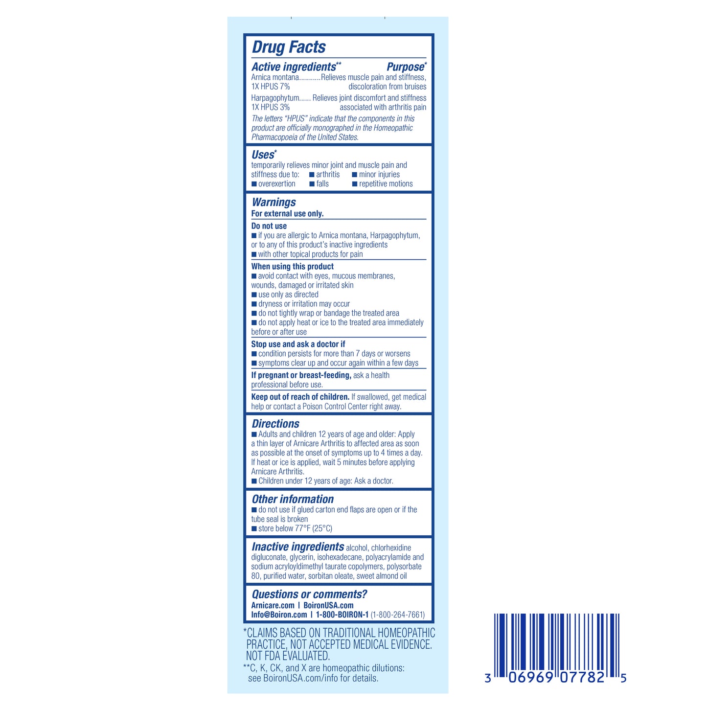 Arnicare Arthritis Cream, 2.5-4.2 oz, Boiron